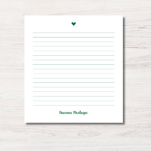 Cuaderno Pequeño Corazón Verde Botella Con Nombre