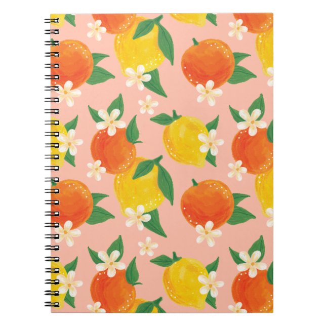 Cuaderno pequeño de limón naranja cítrico (Frente)