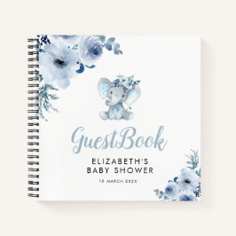 Cuaderno pequeño elefante azul floral bebé ducha de regalo
