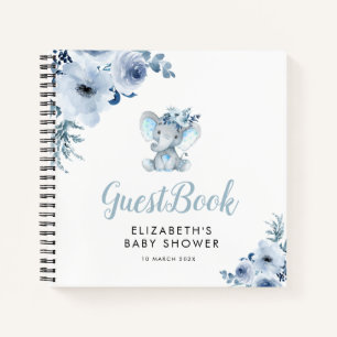 Cuaderno pequeño elefante azul floral bebé ducha de regalo