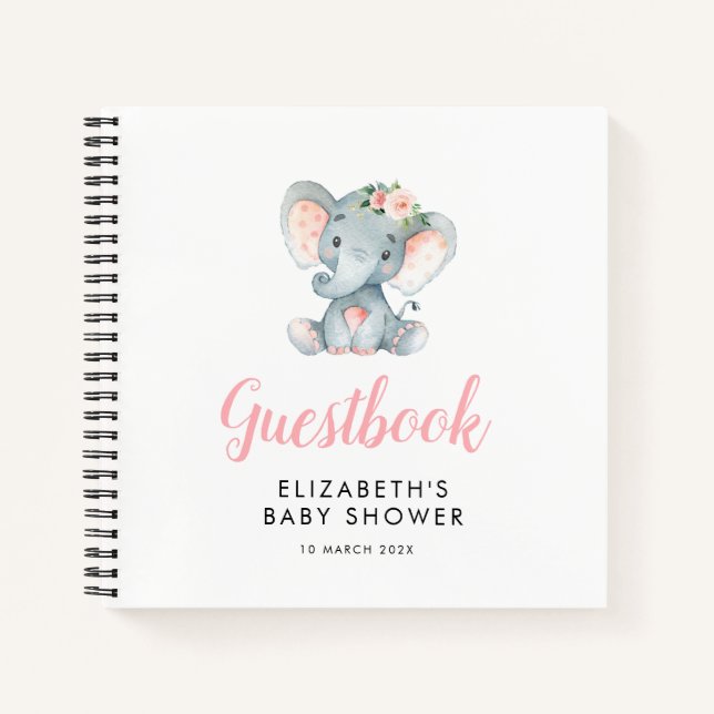 Cuaderno pequeño elefante bebé ducha guía (Anverso)