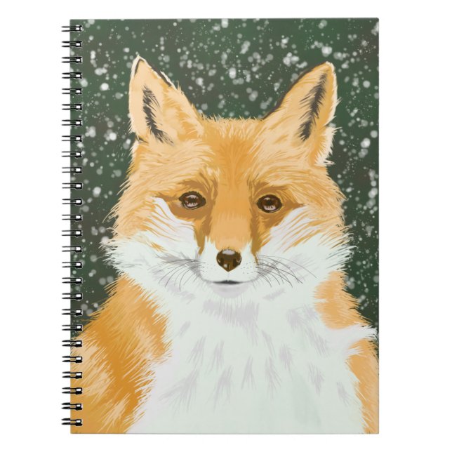 Cuaderno Pequeño Fox Roja - en la nieve.  (Frente)