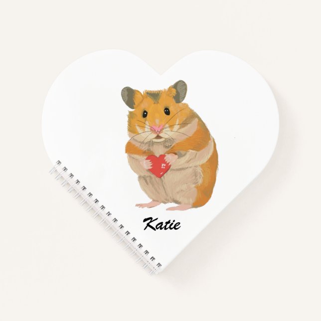 Cuaderno Pequeño Hamster lindo que sostiene un corazón edit (Anverso)