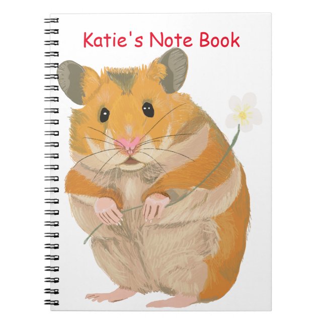Cuaderno Pequeño Hamster lindo sosteniendo una flor (Frente)