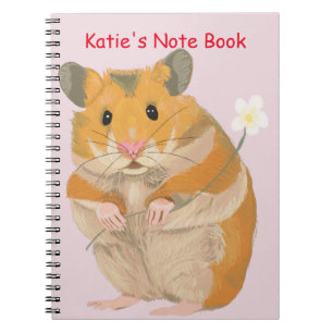 Cuaderno Pequeño Hamster lindo sosteniendo una flor