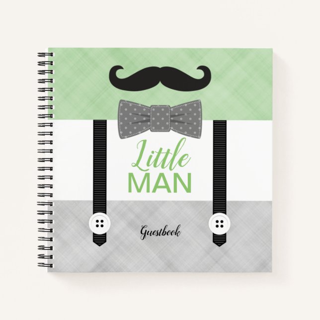 Cuaderno Pequeño hombre verde bebé niño de ducha invitado (Anverso)