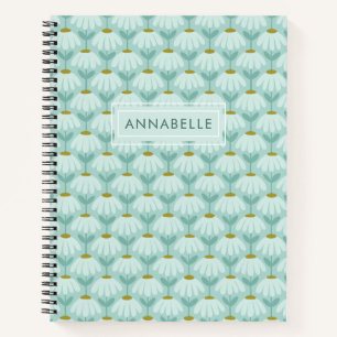 Cuaderno Pequeño nombre de monograma floral vintage azul tu
