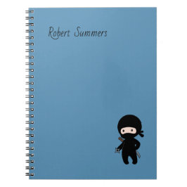 Cuaderno Pequeño nombre personalizado Ninja en azul
