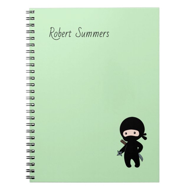 Cuaderno Pequeño nombre personalizado Ninja en verde (Frente)