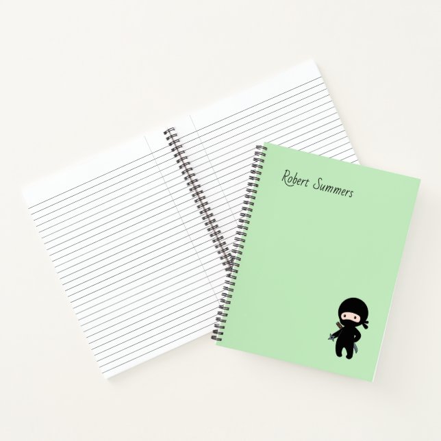 Cuaderno Pequeño nombre personalizado Ninja en verde (Interior)