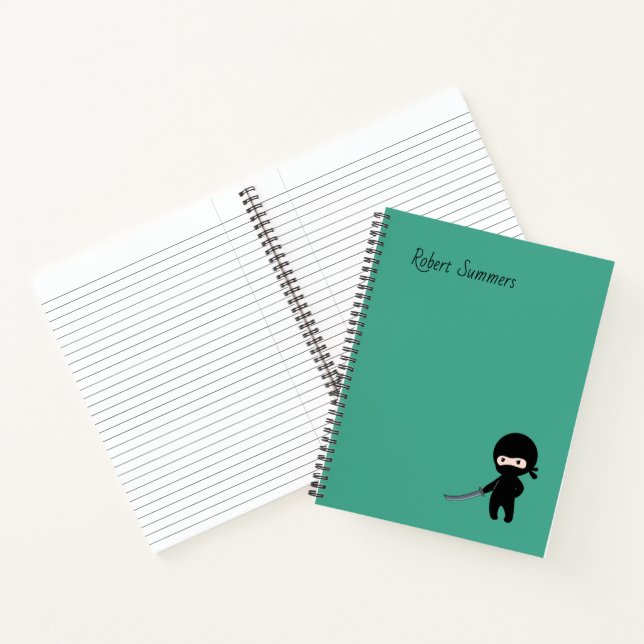 Cuaderno Pequeño nombre personalizado Ninja enojado sobre v (Interior)