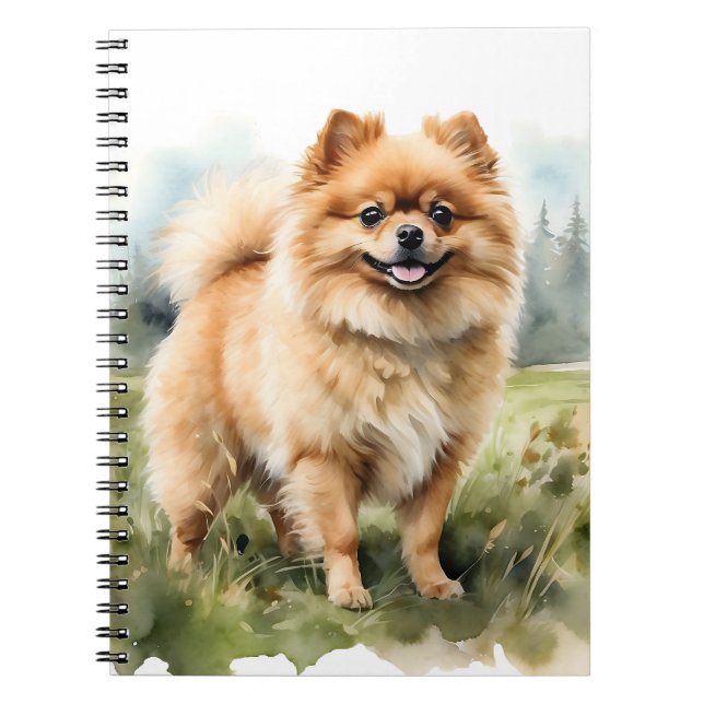 CUADERNO PEQUEÑO PERRO POMERANIA FLUFFY ROJO CACHORRO (Frente)