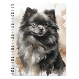 CUADERNO PEQUEÑO PERRO POMERANIANO DE FLUFFY NEGRO