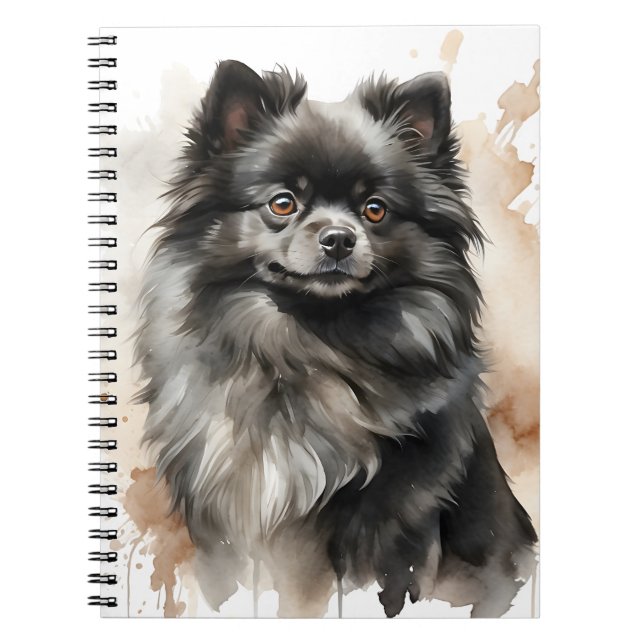 CUADERNO PEQUEÑO PERRO POMERANIANO DE FLUFFY NEGRO (Frente)