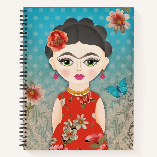 Cuaderno Pequeño portátil espiral de Frida (Anverso)
