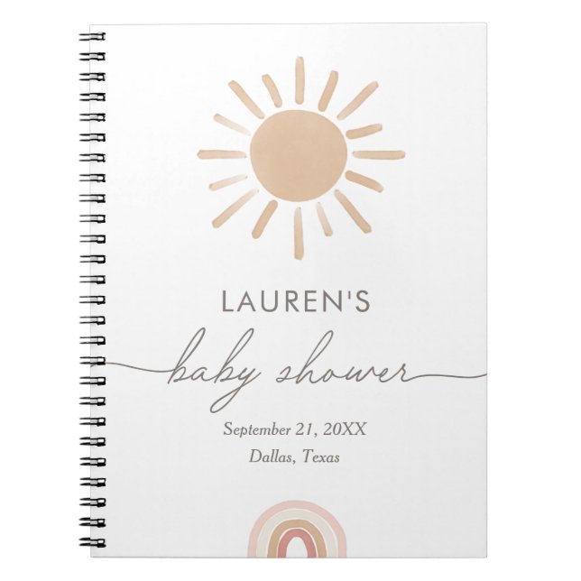 Cuaderno Pequeño rayo de sol Chica Baby Shower Libro de inv (Frente)