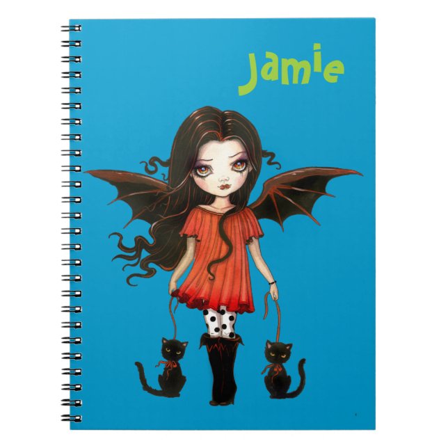 Cuaderno Pequeño vampiro lindo con gatos personalizados (Frente)