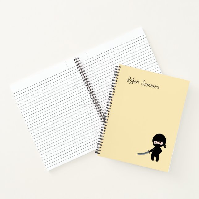 Cuaderno Pequeño y enojado nombre personalizado Ninja en am (Interior)