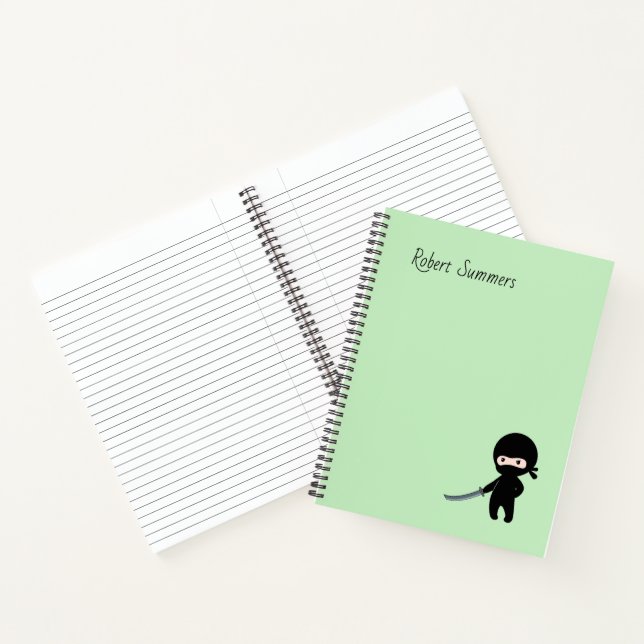 Cuaderno Pequeño y enojado nombre personalizado Ninja en ve (Interior)