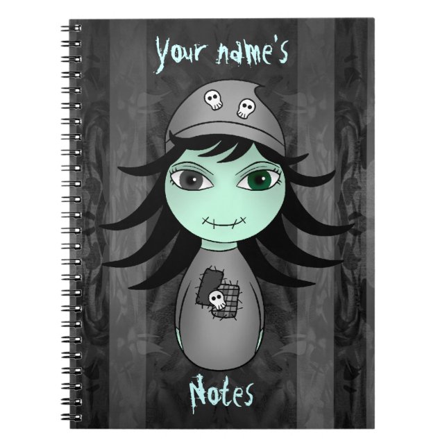 Cuaderno Pequeño y gótico chica zombi para Halloween (Frente)