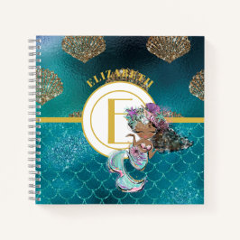 Cuaderno Pequeños Chicas Monograma de escalas azules de sir