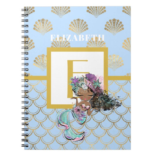 Cuaderno Pequeños Chicas Monograma de escalas azules de sir (Frente)