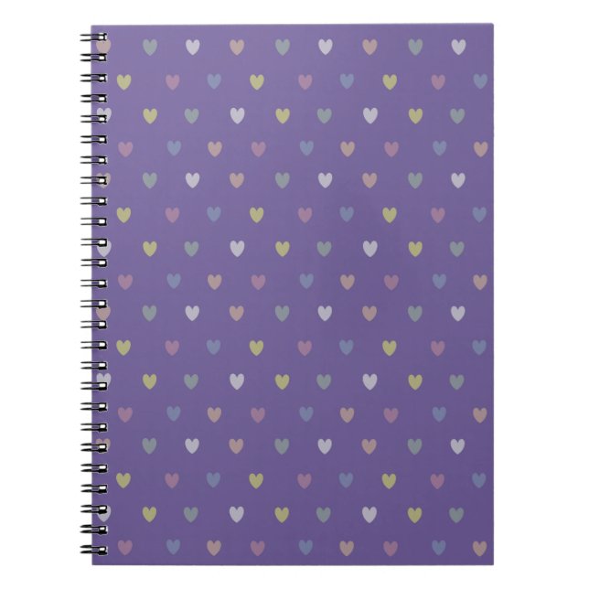 Cuaderno Pequeños corazones de polka en morado ultrvioleta (Frente)