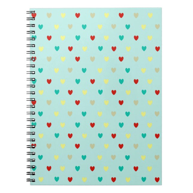 Cuaderno Pequeños corazones de polka en verde marino (Frente)