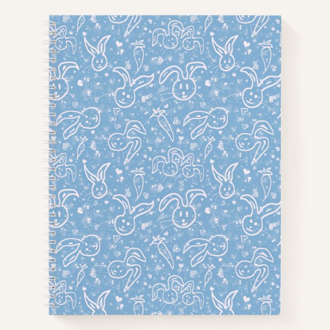 Cuaderno Pequeños corazones y conejitos - patrón transparen (Anverso)