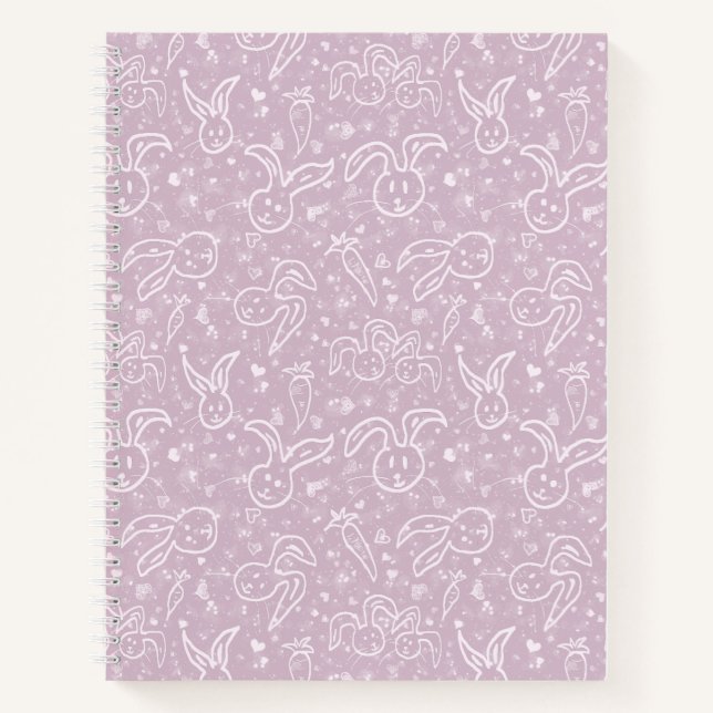 Cuaderno Pequeños corazones y conejitos - patrón transparen (Anverso)