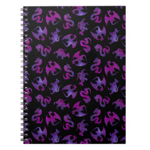 Cuaderno Pequeños Dragones Espaciales Rosados y Morados