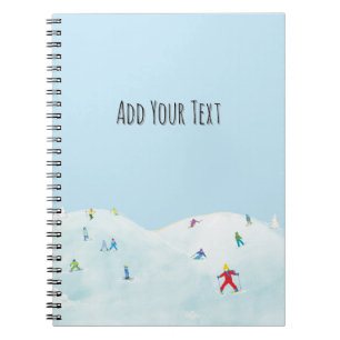 Cuaderno Pequeños Esquiadores En Colina Nevada Personalizad