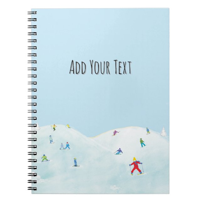 Cuaderno Pequeños Esquiadores En Colina Nevada Personalizad (Frente)