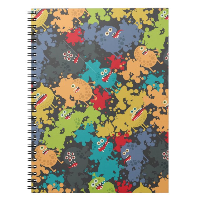 Cuaderno Pequeños monstruos divertidos y lindos (Frente)