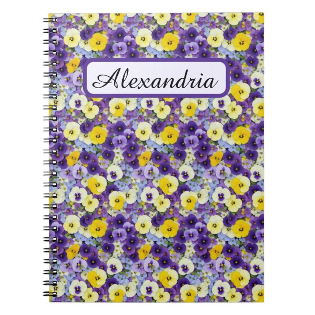 Cuaderno Pequeños paneles morados y amarillos personalizado (Frente)