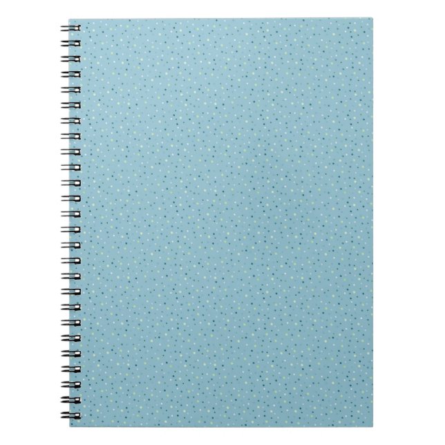 Cuaderno Pequeños puntos de polka en azul claro. (Frente)
