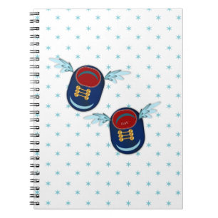 Cuaderno Pequeños zapatos pequeños voladores en azul y rojo