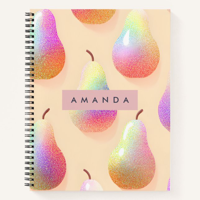 Cuaderno Pera Pastel Personalizada de Arcoíris Caprichoso (Anverso)