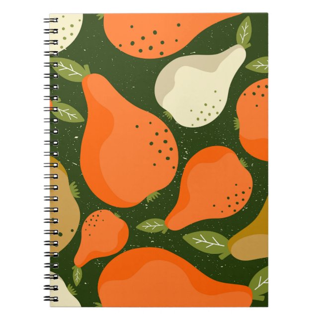 Cuaderno Peras, hojas: papel pintado colorido. (Frente)