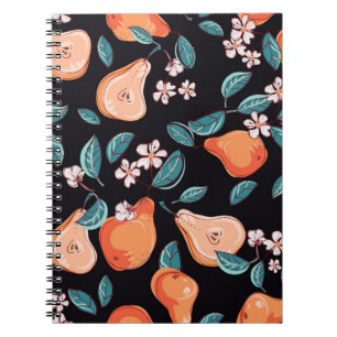 Cuaderno Peras sucias y jugosas. Patrón de frutos sin foco