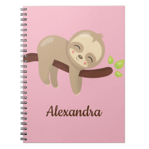 Cuaderno Pereza linda en el ilustracion animal del árbol en