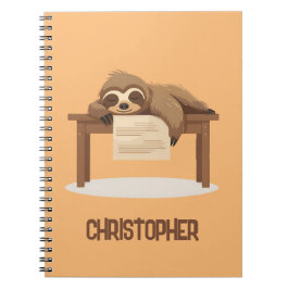 Cuaderno Perezoso Adorable Dormilón Estudiando con el Nombr
