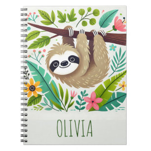 Cuaderno Perezoso Amistoso Colgando de un Árbol en la Selva