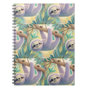 Cuaderno Perezoso de dibujos animados colgando boca abajo d