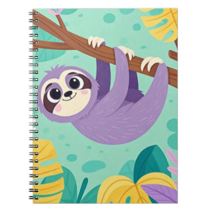 Cuaderno Perezoso de dibujos animados colgando boca abajo d