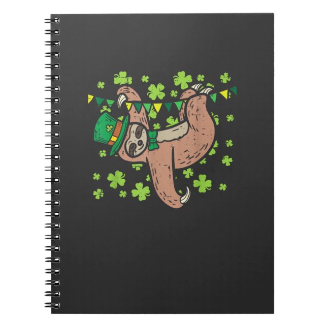 Cuaderno Perezoso duende irlandés trébol día de San Patrici (Frente)