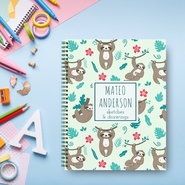 Cuaderno Perezosos Kawaii Lindos Modernos Nombre Personaliz (Subido por el creador)