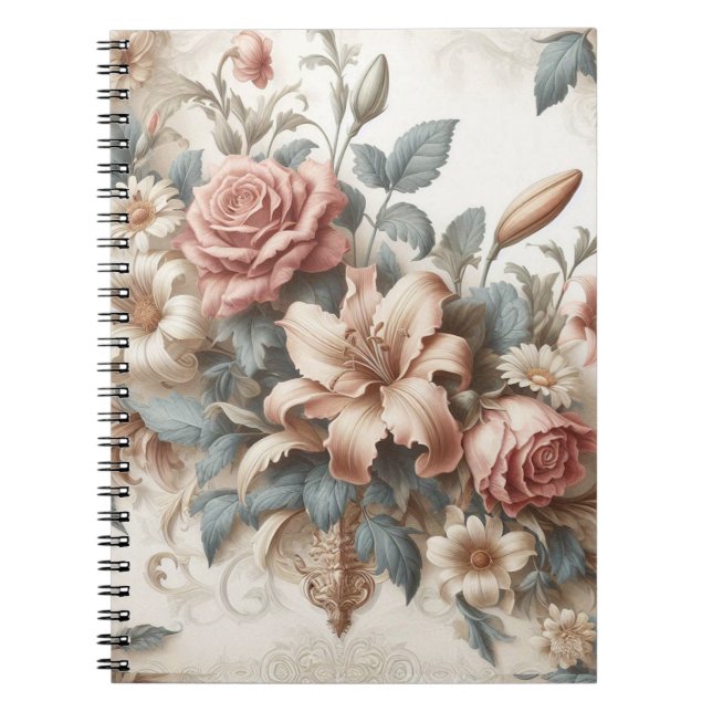 Cuaderno Perfección floral anticuada ligera (Frente)