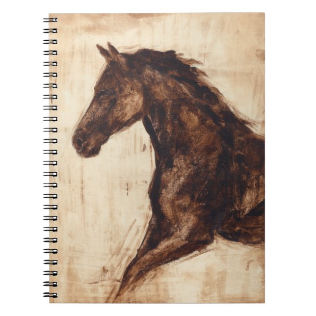 Cuaderno Perfil del caballo salvaje marrón (Frente)