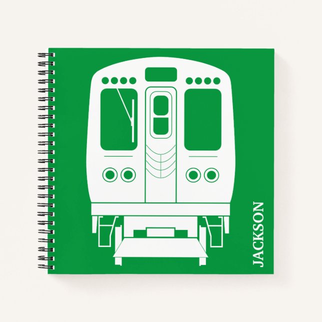 Cuaderno Perfil "L" de Chicago Blanco sobre fondo verde (Anverso)